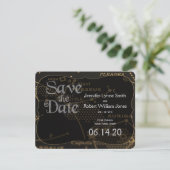 Gold und Black Constellation Wedding speichern das Save The Date (Stehend Vorderseite)