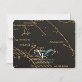 Gold und Black Constellation Wedding speichern das Save The Date (Rückseite)