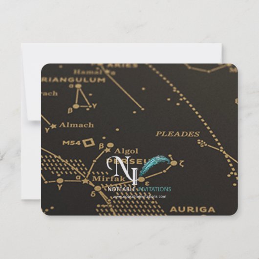 Gold und Black Constellation Wedding speichern das Save The Date (Rückseite)