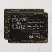 Gold und Black Constellation Wedding speichern das Save The Date (Vorne/Hinten)