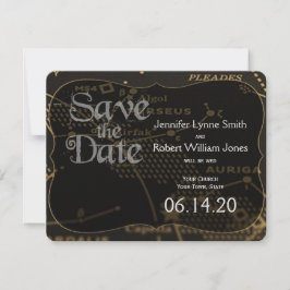 Gold und Black Constellation Wedding speichern das Save The Date