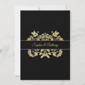 Gold und Black Damask mit Bow Wedding Einladung (Rückseite)