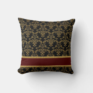 Gold- und Black Damask Muster Kissen