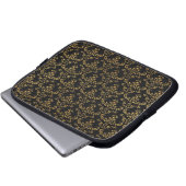 Gold und Black Damask Muster Laptopschutzhülle (Vorne Knopf)