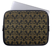 Gold und Black Damask Muster Laptopschutzhülle (Vorderseite)
