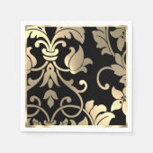 Gold und Black Damask Papier Napkins Serviette (Vorderseite)