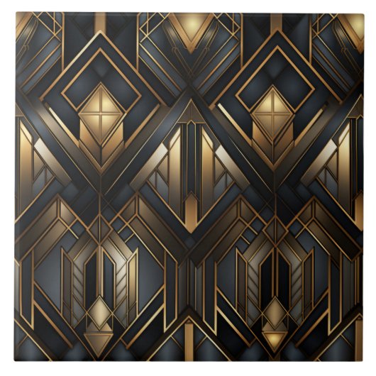 Gold und Black Deko, Stadtbild Fliese (Vorderseite)