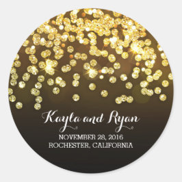 Gold und Black - Diamonds Glitzer Wedding Runder Aufkleber