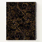 Gold und Black Elegant Floral Wedding Gästebuch Notizblock (Rückseite)