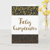 Gold und Black Feliz Cumpleanos Karte (Gelbe Blume)