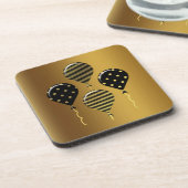 Gold und Black Festive Balloons Getränkeuntersetzer (Linke Seite)