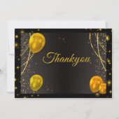 Gold und Black First Birthday Foto danke Karte (Rückseite)