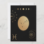 Gold und Black Fisces Zodiac Baby Dusche Einladung (Rückseite)