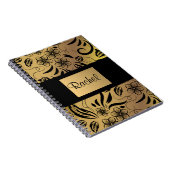 Gold- und Black Floral Gemustert Notebook - jeder  Notizblock (Rechte Seite)
