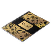 Gold- und Black Floral Gemustert Notebook - jeder  Notizblock (Linke Seite)