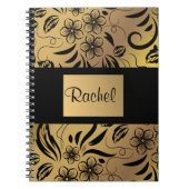 Gold- und Black Floral Gemustert Notebook - jeder  Notizblock (Vorderseite)