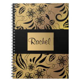 Gold- und Black Floral Gemustert Notebook - jeder  Notizblock