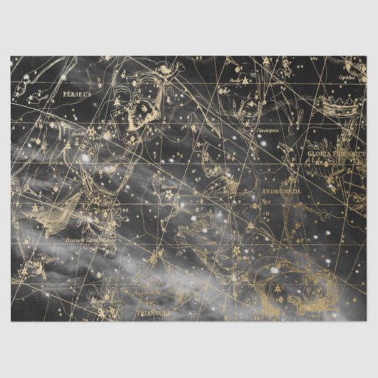 Gold und Black Galaxy Star Map Series Design 1 Seidenpapier (Vorderseite)