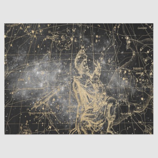 Gold und Black Galaxy Star Map Series Design 2 Seidenpapier (Vorderseite)