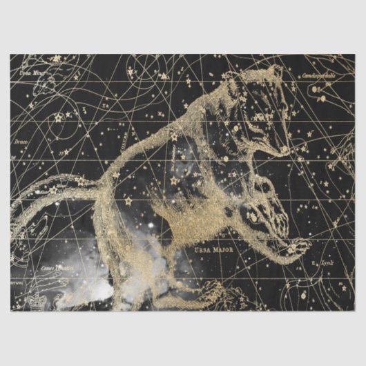 Gold und Black Galaxy Star Map Series Design 4 Seidenpapier (Vorderseite)