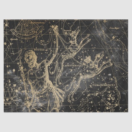 Gold und Black Galaxy Star Map Series Design 6 Seidenpapier (Vorderseite)