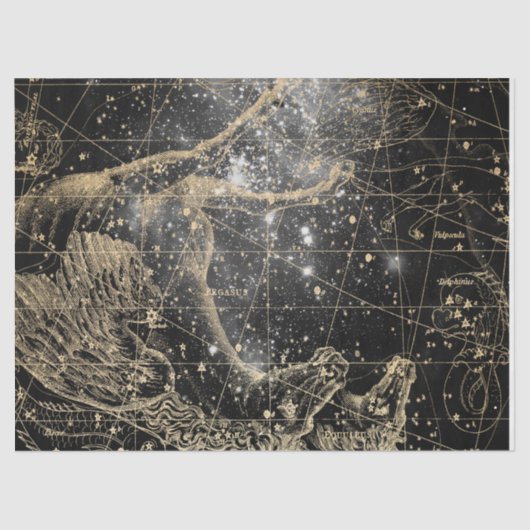 Gold und Black Galaxy Star Map Series Design 8 Seidenpapier (Vorderseite)