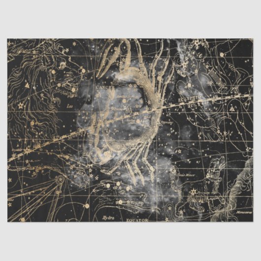 Gold und Black Galaxy Star Map Series Design 9 Seidenpapier (Vorderseite)