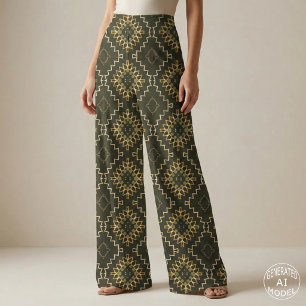 Gold und Black Geometric Ethnic Oriental Arabesque Stoff
