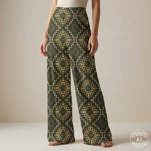 Gold und Black Geometric Ethnic Oriental Arabesque Stoff