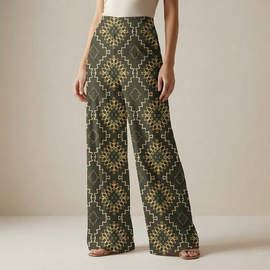 Gold und Black Geometric Ethnic Oriental Arabesque Stoff