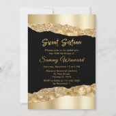 Gold und Black Glam tränen 16 . Geburtstag Einladung (Vorderseite)