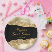 Gold und Black Glam tränen 16 . Geburtstag Pappteller (Party)