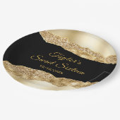 Gold und Black Glam tränen 16 . Geburtstag Pappteller (Schrägansicht)