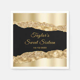 Gold und Black Glam tränen 16 . Geburtstag Serviette