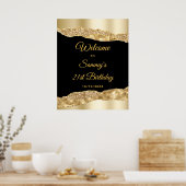 Gold und Black Glam Tränen Geburtstag Willkommen Poster (Küche)