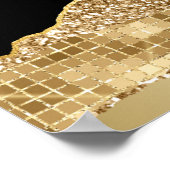 Gold und Black Glam Tränen Geburtstag Willkommen Poster (Ecke)