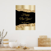 Gold und Black Glam tränen glücklich Neues Jahr Poster (Küche)