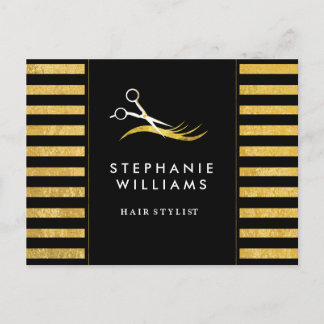 Gold und Black Hair Stylist Comp Card Postkarte