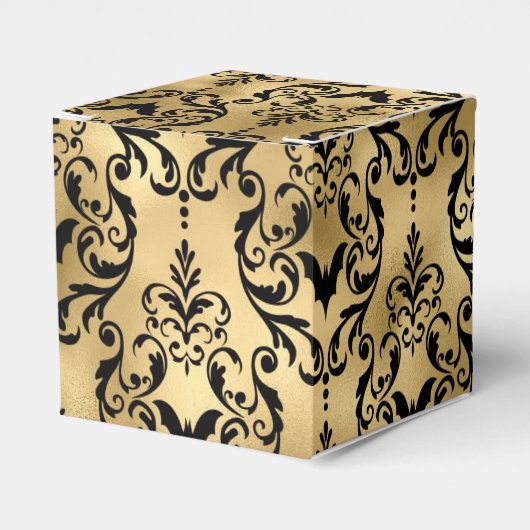Gold und Black Halloween Damask Geschenkschachtel (Vorderseite)