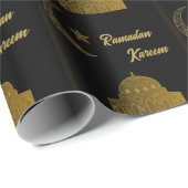 Gold und Black Happy Ramadan Kareem 2024 Geschenkpapier (Rolleneckpunkt)