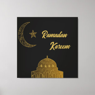 Gold und Black Happy Ramadan Kareem 2024 Leinwanddruck
