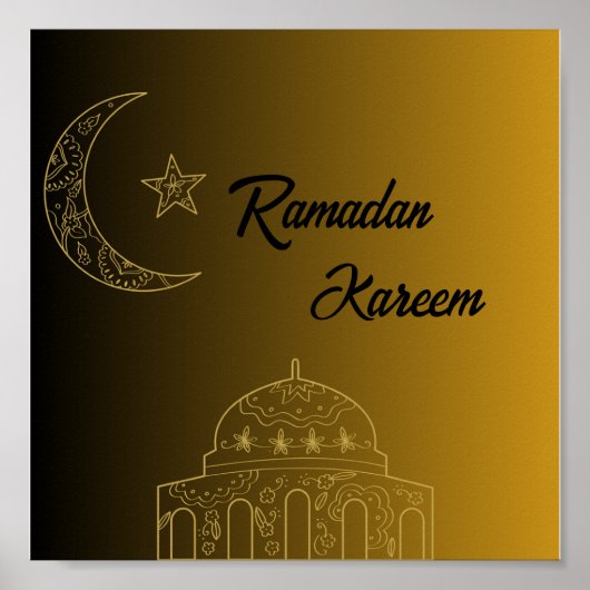 Gold und Black Happy Ramadan Kareem 2024 Poster (Vorne)