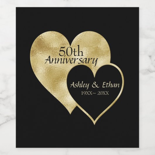 Gold und Black Hearts Weinetikett (Einzelnes Label)