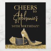 Gold und Black High Heel Schuhe nach Maß Weinetikett (Einzelnes Label)