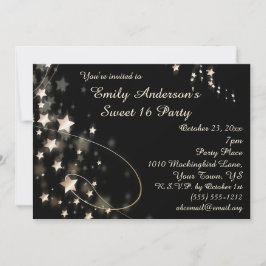 Gold und Black Hollywood Star Sweet 16 Geburtstag Einladung
