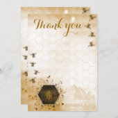 Gold und Black Honey Bee Dankeskarte (Vorne/Hinten)