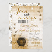 Gold und Black Honey Bee Einladung (Vorne/Hinten)