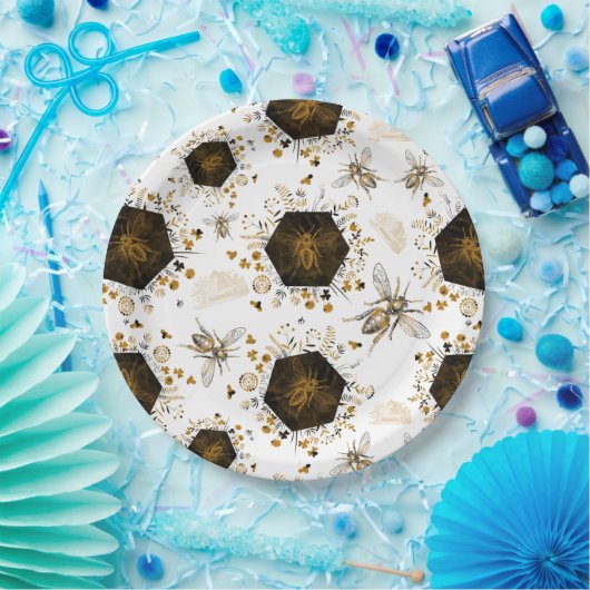 Gold und Black Honey Bee Pappteller (Party)