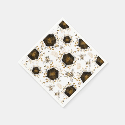 Gold und Black Honey Bee Serviette (Ecke)