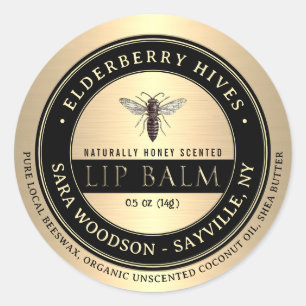 Gold und Black Honey Scented Lip Balm Queen Bee Runder Aufkleber